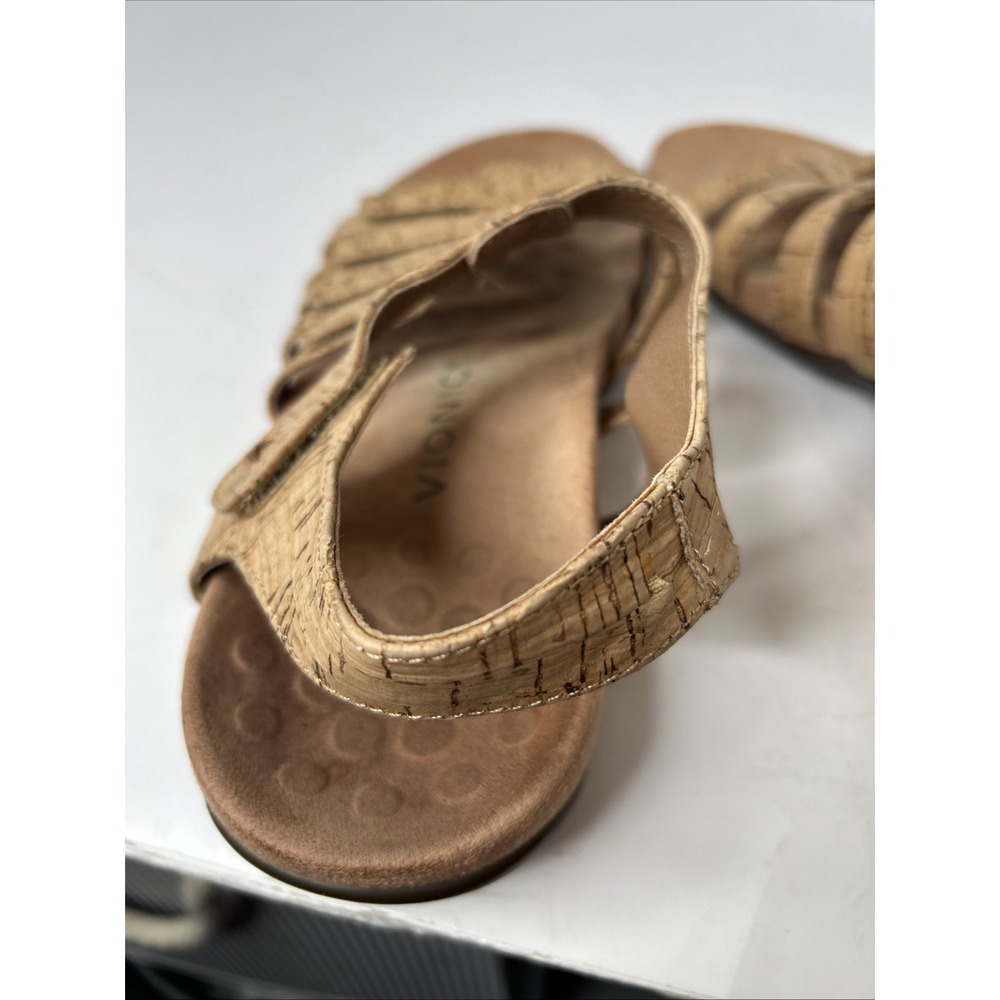 VIONIC WOMEN'S LT. BROWN HARISSA STRAPPY SANDALS 5 HOOK & LOOP STRAPS SIZE 9 EUC - Picture 8 of 8